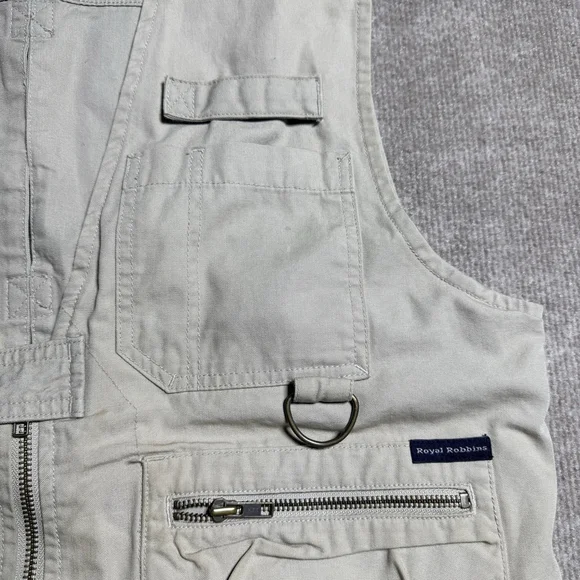 Royal Robbins 5.11 Tactical Vest Mens Medium Khaki Canvas 15 Pockets Safari - Picture 6 of 16